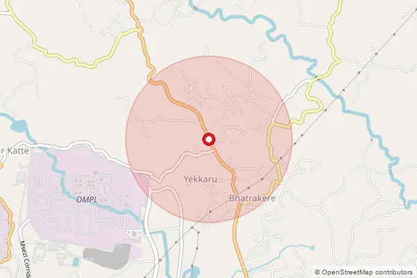Map showing approximate area covered by Pincode 574509 — Yekkar B.O, Dakshina Kannada