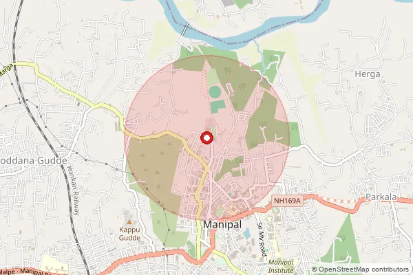 পিনকোড 576104 — Manipal Head Office, Udupi দ্বারা আচ্ছাদিত আনুমানিক এলাকা দেখানো মানচিত্র