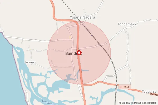 Map showing approximate area covered by Pincode 576214 — Mayyadi Bo, Udupi