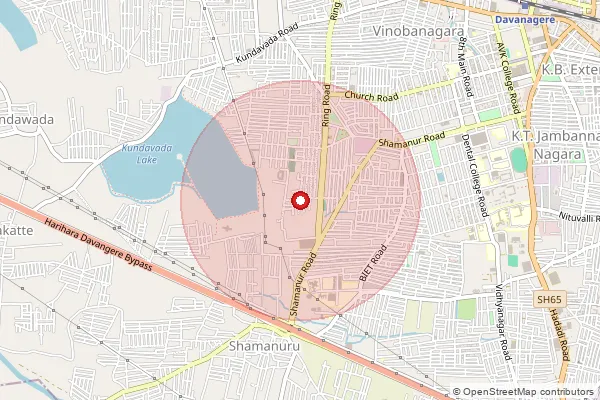 পিনকোড 577004 — Modi Circle Davanagere Sub Office, Davangere দ্বারা আচ্ছাদিত আনুমানিক এলাকা দেখানো মানচিত্র