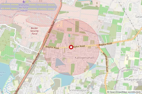 Map showing approximate area covered by Pincode 577521 — Bidarakere S.O, Davangere