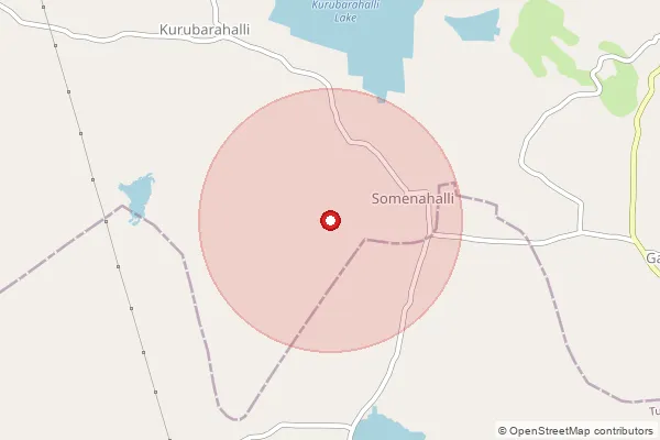 Map showing approximate area covered by Pincode 577542 — S. Nerlakere B.O, Chitradurga