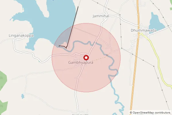 Map showing approximate area covered by Pincode 580114 — G Basavanakoppa B.O, Dharwad