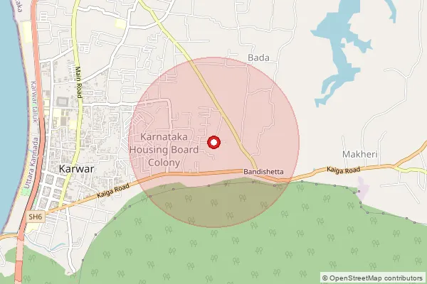 পিনকোড 581306 — Baad(Kwr) Branch Office, Uttara Kannada দ্বারা আচ্ছাদিত আনুমানিক এলাকা দেখানো মানচিত্র