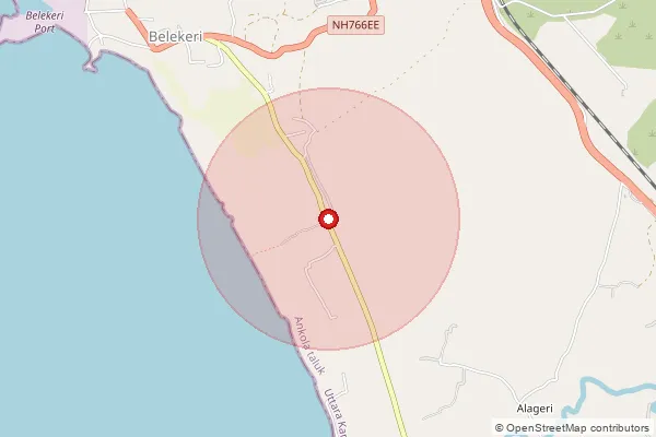 Map showing approximate area covered by Pincode 581321 — Bhavikeri B.O, Uttara Kannada