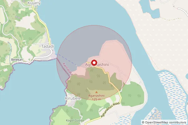 Map showing approximate area covered by Pincode 581351 — Baad B.O, Uttara Kannada