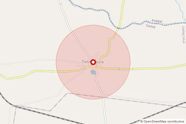 Map showing approximate area covered by Pincode 582119 — Halkeri B.O, Gadag