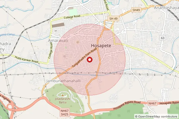 Map showing approximate area covered by Pincode 583203 — Kallahalli Rajapura B.O, Na