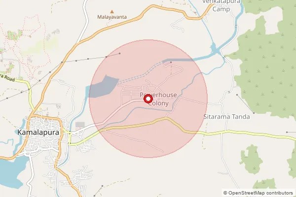 Map showing approximate area covered by Pincode 583221 — Hampi Power House B.O, Na