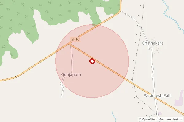 Map showing approximate area covered by Pincode 585321 — Arkera K B.O, Yadgir