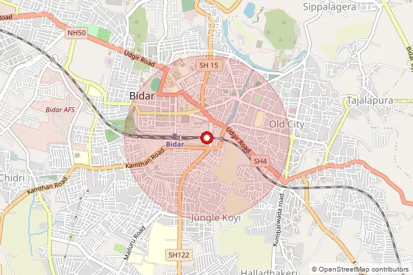 Map showing approximate area covered by Pincode 585421 — Santhpur S.O, Bidar