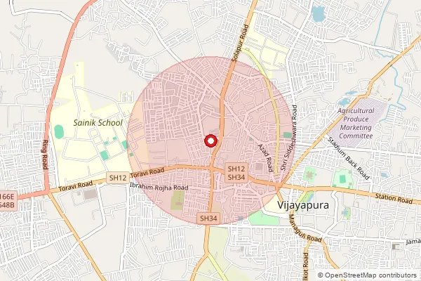 পিনকোড 586101 — Vijayapura Head Office, Vijayapura দ্বারা আচ্ছাদিত আনুমানিক এলাকা দেখানো মানচিত্র