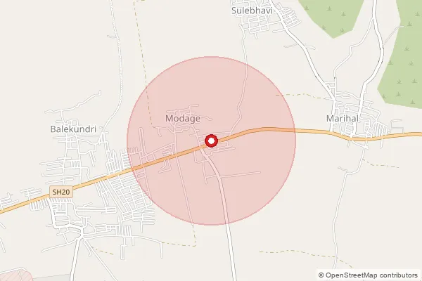 Map showing approximate area covered by Pincode 591103 — Modge B.O, Belagavi