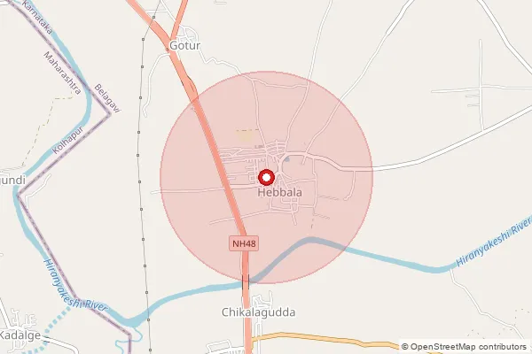 Map showing approximate area covered by Pincode 591221 — Badakundri B.O, Belagavi