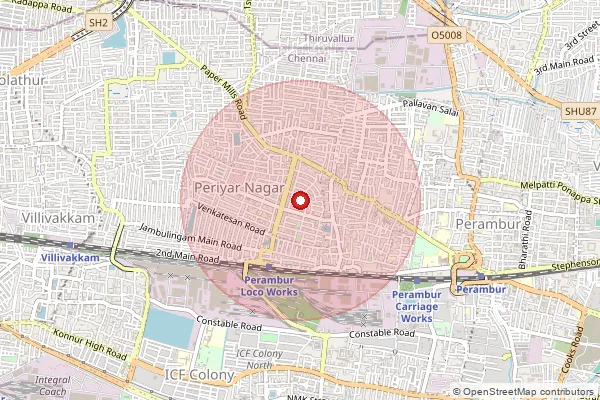 পিনকোড 600011 — Sembiam Sub Office, Chennai দ্বারা আচ্ছাদিত আনুমানিক এলাকা দেখানো মানচিত্র