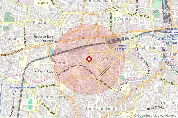 Map showing approximate area covered by Pincode 600031 — Chetput S.O, Chennai