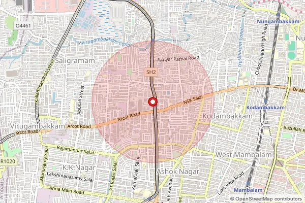 Map showing approximate area covered by Pincode 600032 — Guindy Industrial Estate S.O, Chennai