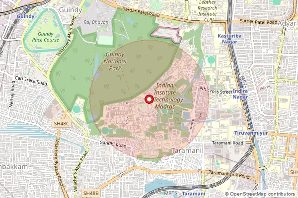 Map showing approximate area covered by Pincode 600036 — Indian Institute Of Technology S.O, Chennai