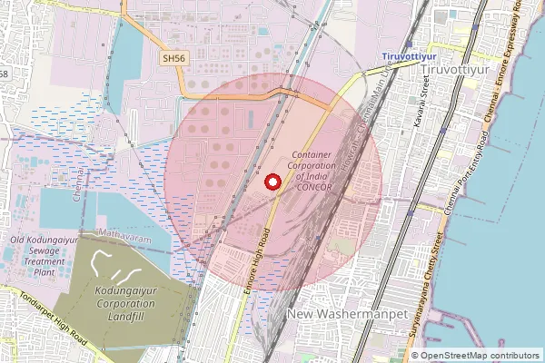 Map showing approximate area covered by Pincode 600037 — Mogappair So, Chennai