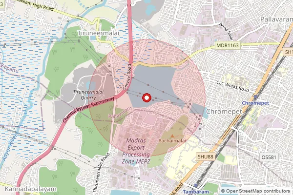 Map showing approximate area covered by Pincode 600043 — Rajajinagar So Kanchipuram, Chengalpattu