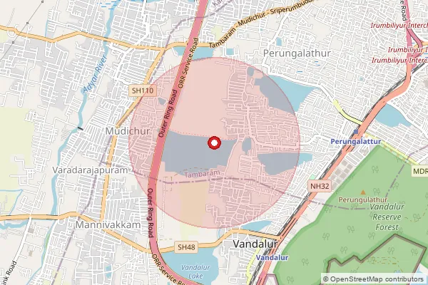 Map showing approximate area covered by Pincode 600045 — Tambaram Ho, Chengalpattu