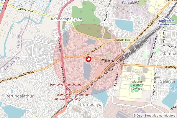 Map showing approximate area covered by Pincode 600047 — Tambaram Sanatorium So, Chengalpattu