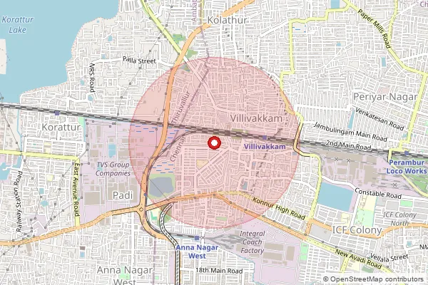 Map showing approximate area covered by Pincode 600049 — Tirumangalam Road So, Thiruvallur