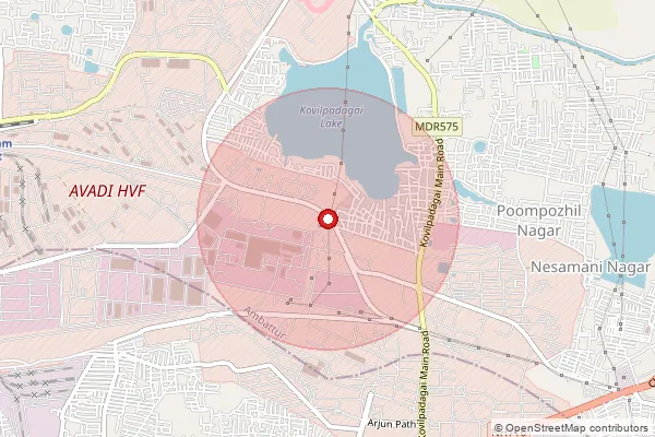 Map showing approximate area covered by Pincode 600054 — Avadi Camp Ho, Thiruvallur