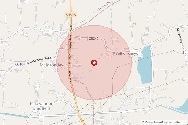 Map showing approximate area covered by Pincode 600055 — Avadi Iaf So, Thiruvallur