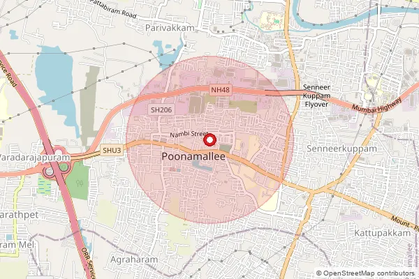 Map showing approximate area covered by Pincode 600056 — Poonamallee So, Thiruvallur