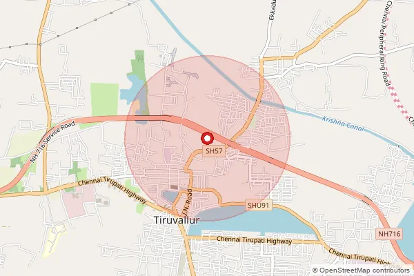 Map showing approximate area covered by Pincode 600060 — Madhavaram So Tiruvallur, Chennai