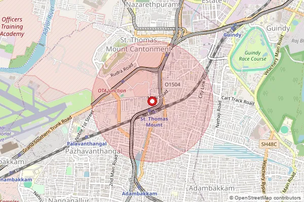 Map showing approximate area covered by Pincode 600061 — Pazhavanthangal S.O, Chennai