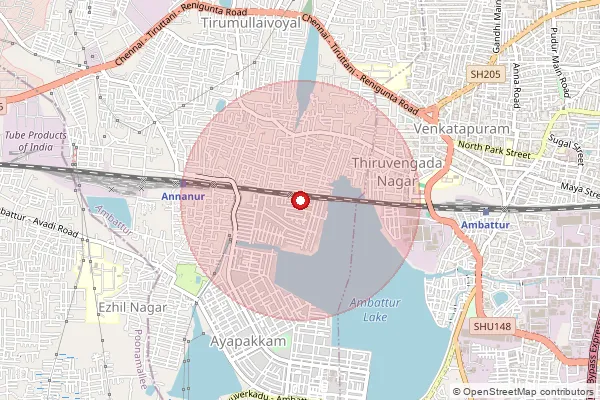 Map showing approximate area covered by Pincode 600062 — Senthilnagar So, Thiruvallur