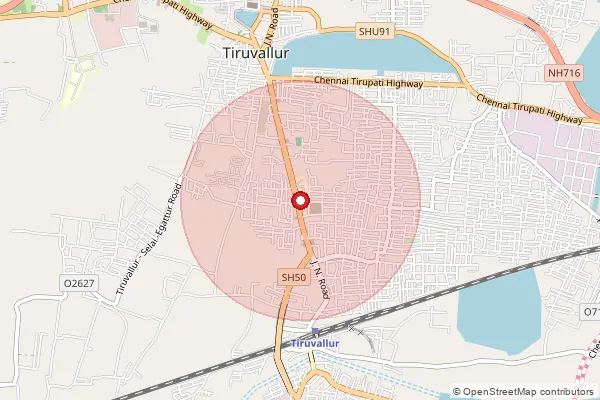 Map showing approximate area covered by Pincode 600068 — Manali So Tiruvallur, Chennai