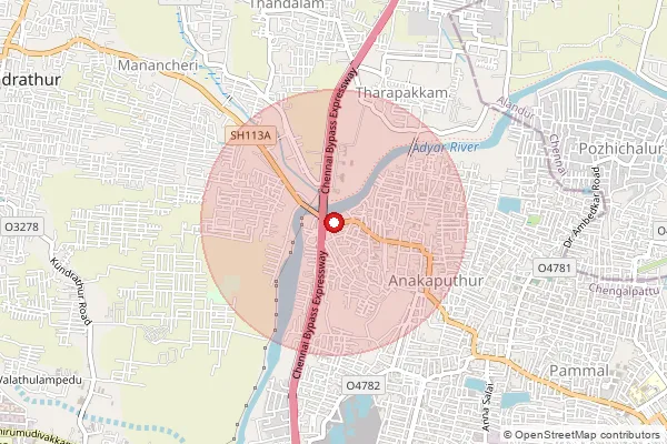 Map showing approximate area covered by Pincode 600070 — Anakaputhur So, Chengalpattu