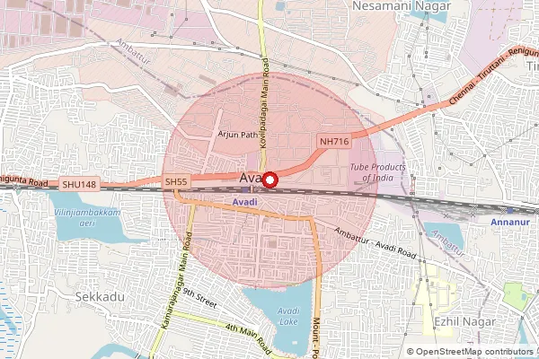 Map showing approximate area covered by Pincode 600071 — Paruthipattu Bo, Thiruvallur