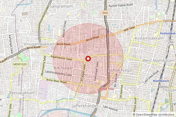 Map showing approximate area covered by Pincode 600078 — Kalaignar Karunanidhi Nagar S.O, Chennai