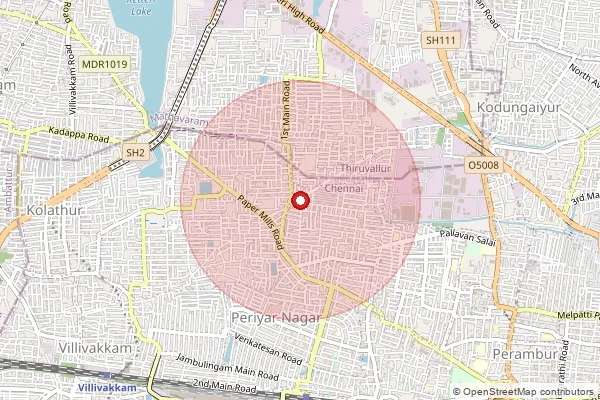 Map showing approximate area covered by Pincode 600082 — Kumaran Nagar S.O, Chennai