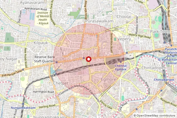Map showing approximate area covered by Pincode 600084 — Flowers Road S.O, Chennai