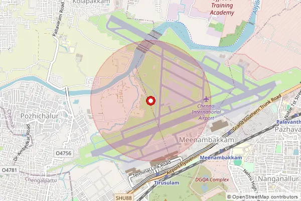 Map showing approximate area covered by Pincode 600091 — Madipakkam S.O, Chennai
