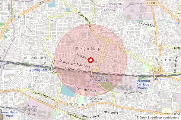 Map showing approximate area covered by Pincode 600118 — Kodungaiyur So, Chennai