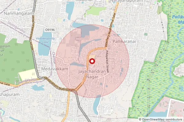 Map showing approximate area covered by Pincode 600126 — Madambakkam So, Chengalpattu