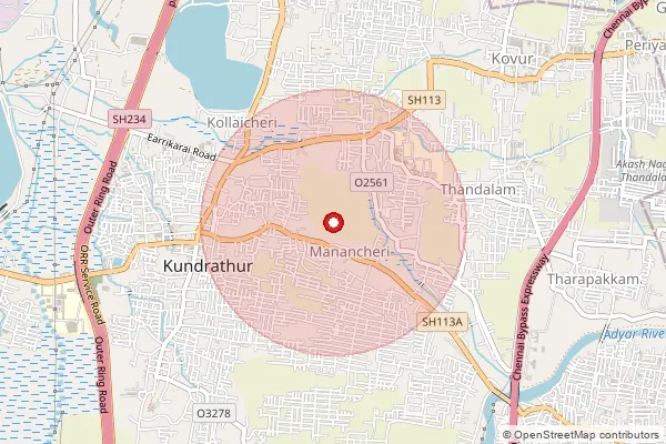 Map showing approximate area covered by Pincode 600128 — Kovur So Tamilnadu Circle, Kanchipuram