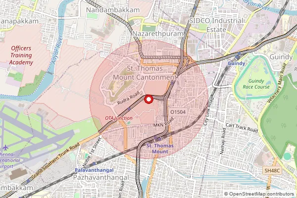 Map showing approximate area covered by Pincode 600201 — Ndc Stthomasmount Ho, Na