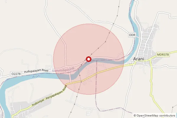 Map showing approximate area covered by Pincode 601101 — Pondavakkam Bo, Thiruvallur