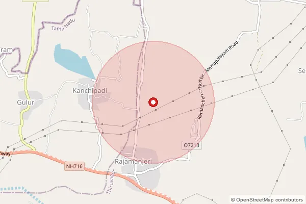 Map showing approximate area covered by Pincode 601102 — Athivakkam B.O, Thiruvallur