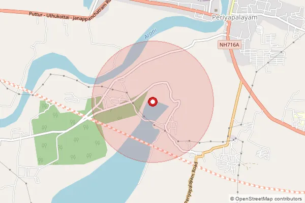 Map showing approximate area covered by Pincode 601103 — Damaraipakkam B.O, Thiruvallur