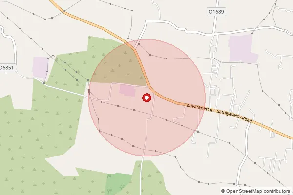 Map showing approximate area covered by Pincode 601201 — Mangavaram Bo, Thiruvallur