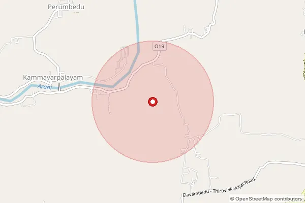 Map showing approximate area covered by Pincode 601203 — Devadanam Bo, Thiruvallur