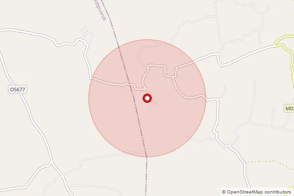 Map showing approximate area covered by Pincode 601205 — Kolur Bo, Thiruvallur